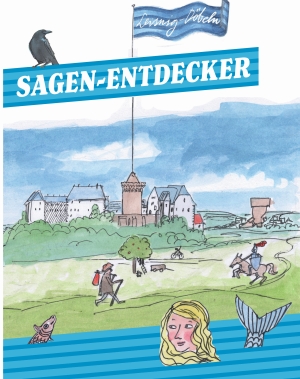 Titelseite Sagenkarte mit Nixe im Fluss